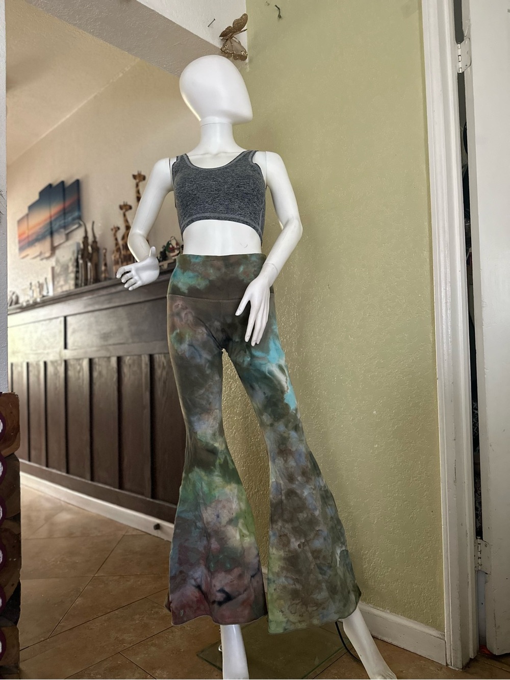 Tie-Dye Boot Flare Pants in Multicolor - Women's High-Waist Flared Leg in seam31